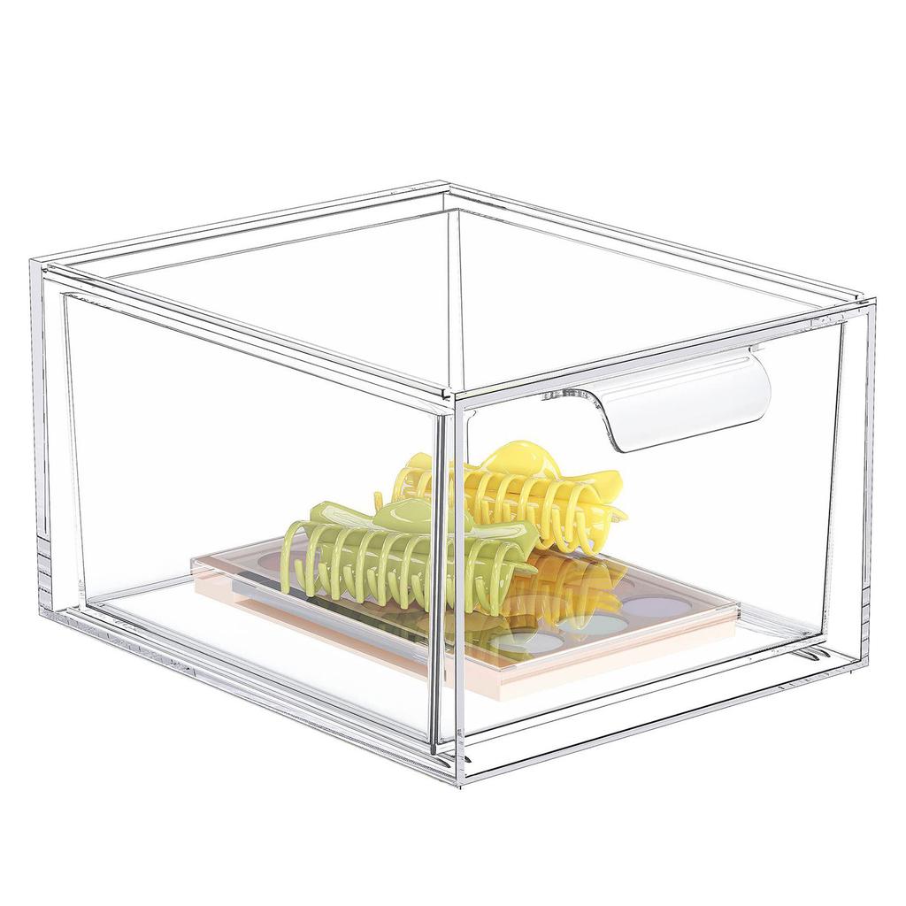 Transparent Acrylic Makeup Organizer Stackable Stationery Desk Drawer Storage Box for Washbasin Bathroom Storage Holder