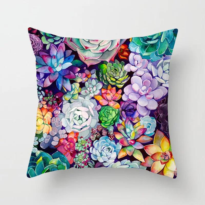 Nordic Style Tropical Plant Cactus Pattern Cushion Cover Sofa Car Office Pillowcase Home Decor