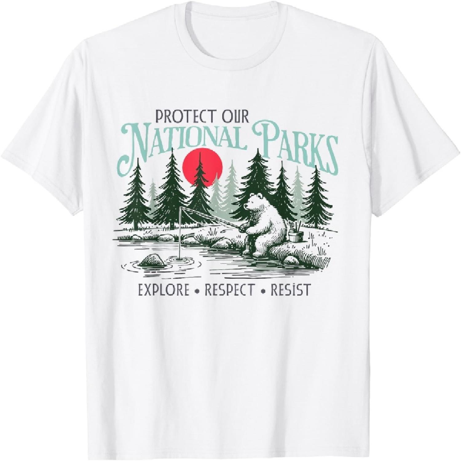 Protect Our National Parks Retro Vintage Womens Mens T-Shirt(1) XXXXXL белый