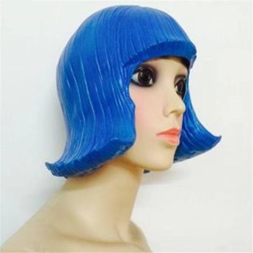 Kurzer Bob Latex-Maske Realistische Gummi Bunte Haare Hüte Lustige Kopfmasken Tanzparty