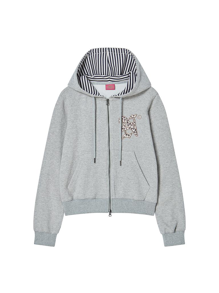Nyxx Letter N Hood Zip-Up Gray