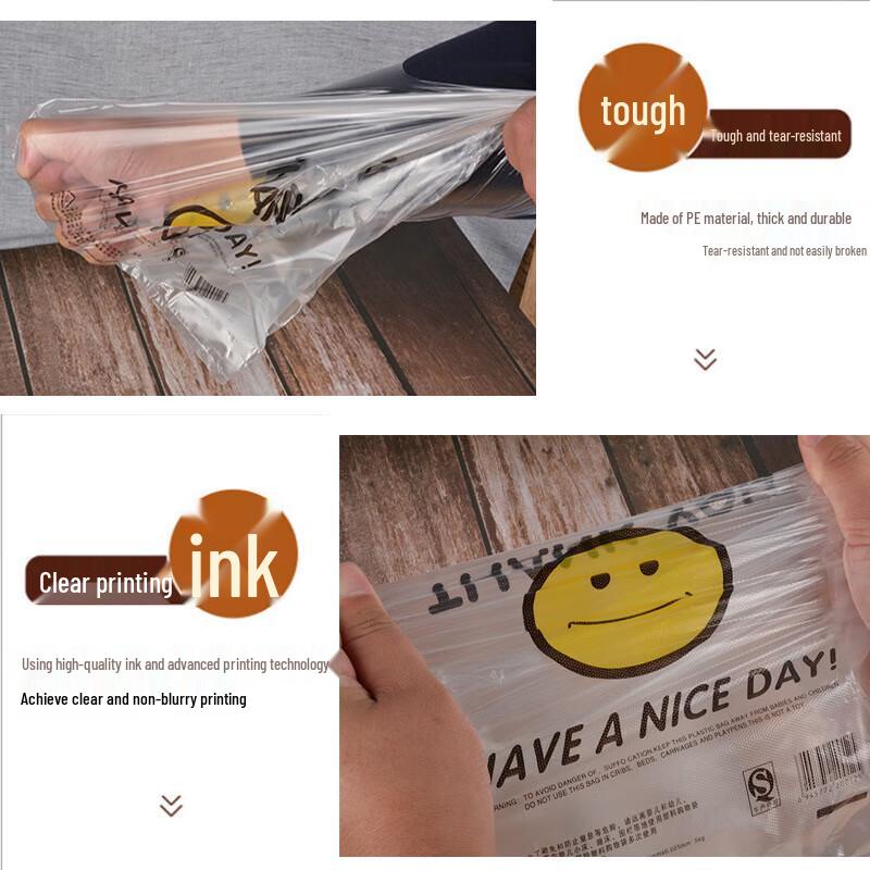 JingJingRS Transparent Smiley Face Vest-Style Shopping Bags