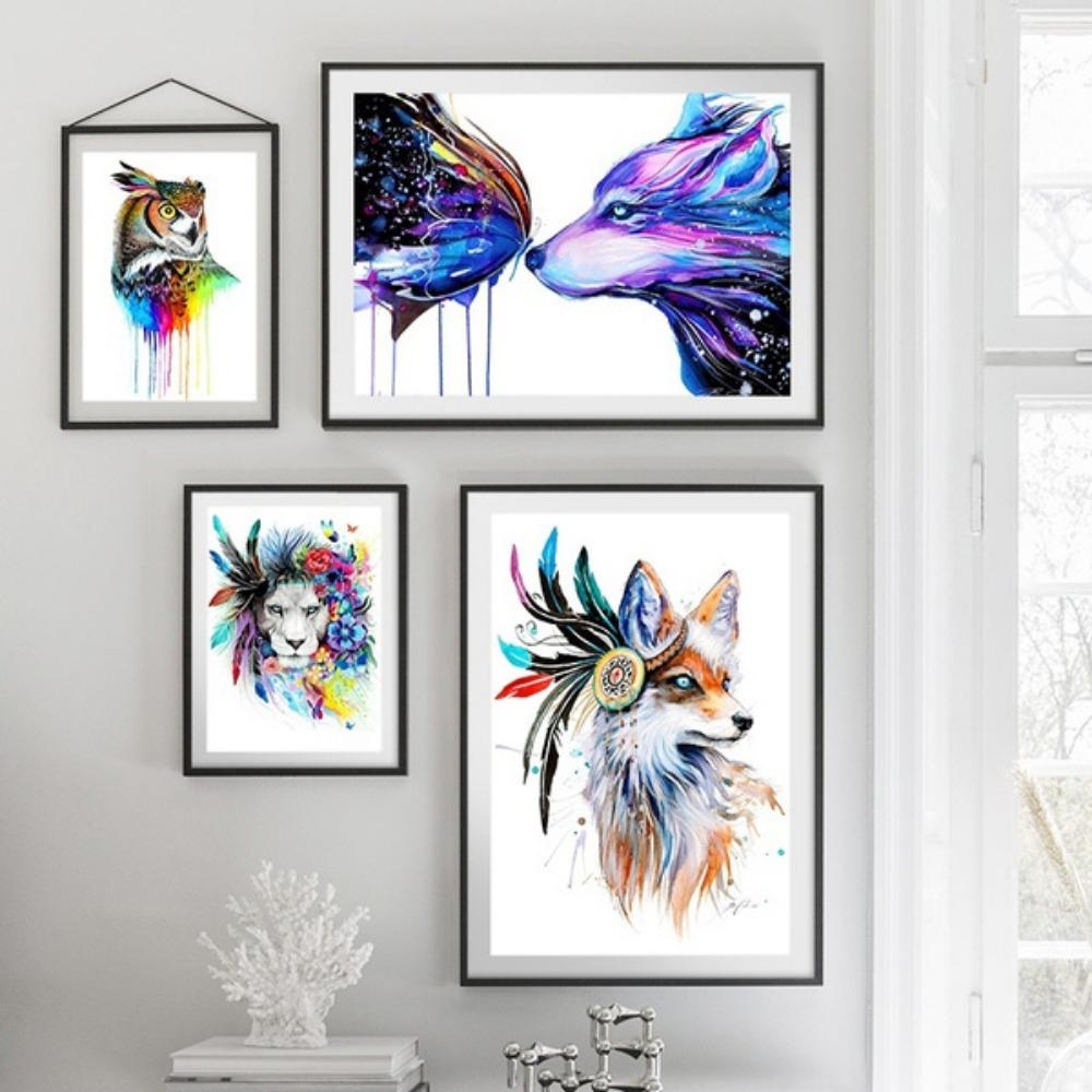 Artă de perete cu animale abstracte nordice Pictură pe pânză poster de artă imagini de perete imprimate pentru decorarea sufrageriei acasă