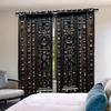 Set Of 2 Black Curtains Door Pattern Printed Suitable Bedroom Kitchen Dining Room Living Study Office Curtain For Sitting Made Polyester