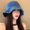 Autumn and Winter Japanese Lace Denim Fisherman Hat Casual Versatile Hat Women's Face Small Bucket Hat Windproof Sun Hat