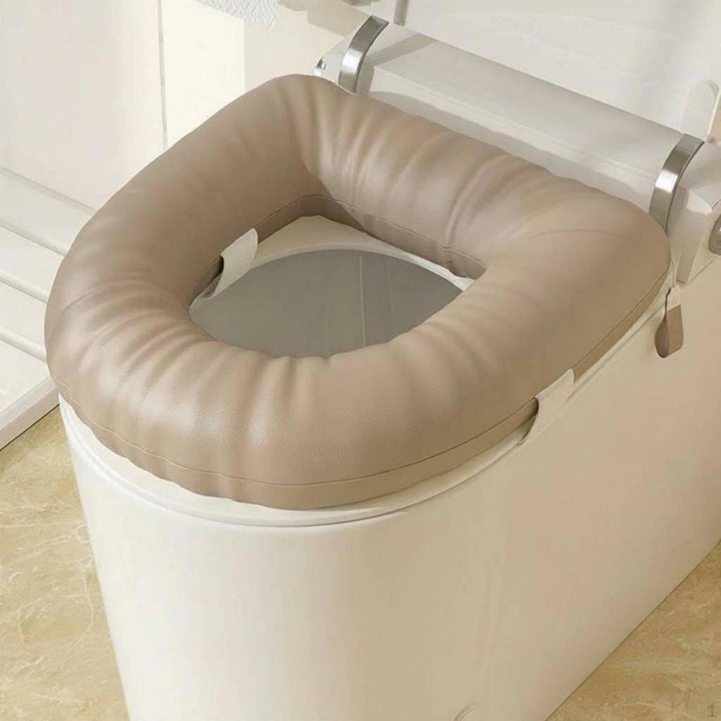 Waterproof Toilet Seat Cushion Thickened Padded Cover Soft Washroom Accessory Khaki