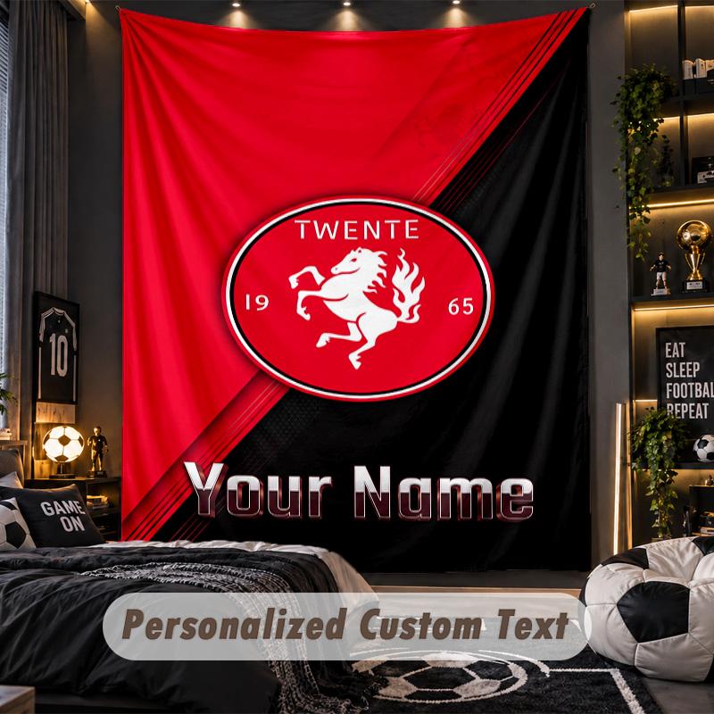 TapestryFC Twente Custom Name Text Personalized Wall Hanging Tapestry Home Wall Decor