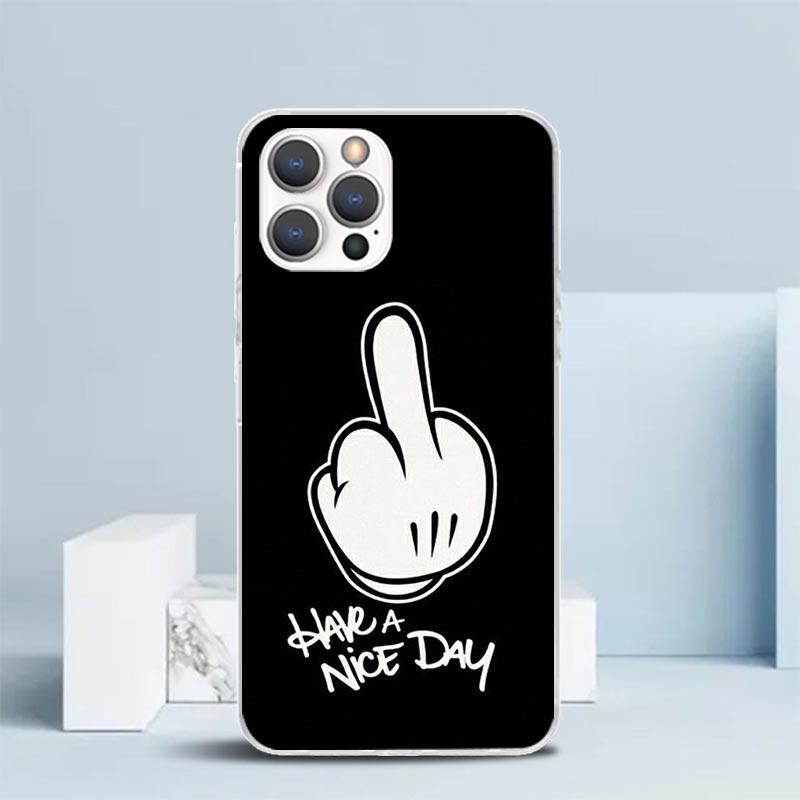 Middle Finger Soft Cover for iPhone 16 17 Air 15 14 Pro Max 16E Phone Case 13 Mini 12 11 7 SE 8 Print Pattern Fit Cases 16 17 Ai