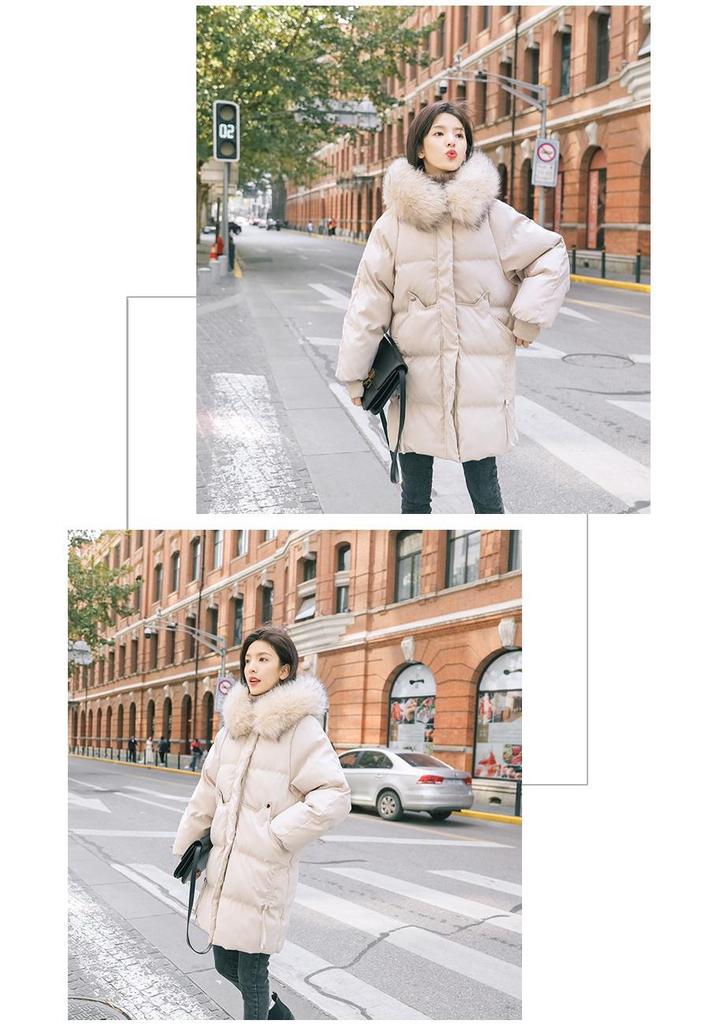 2026 Mid-Length Women's Winter Puffer Jacket with Big Fur Collar - Cotton Coat, Korean Style