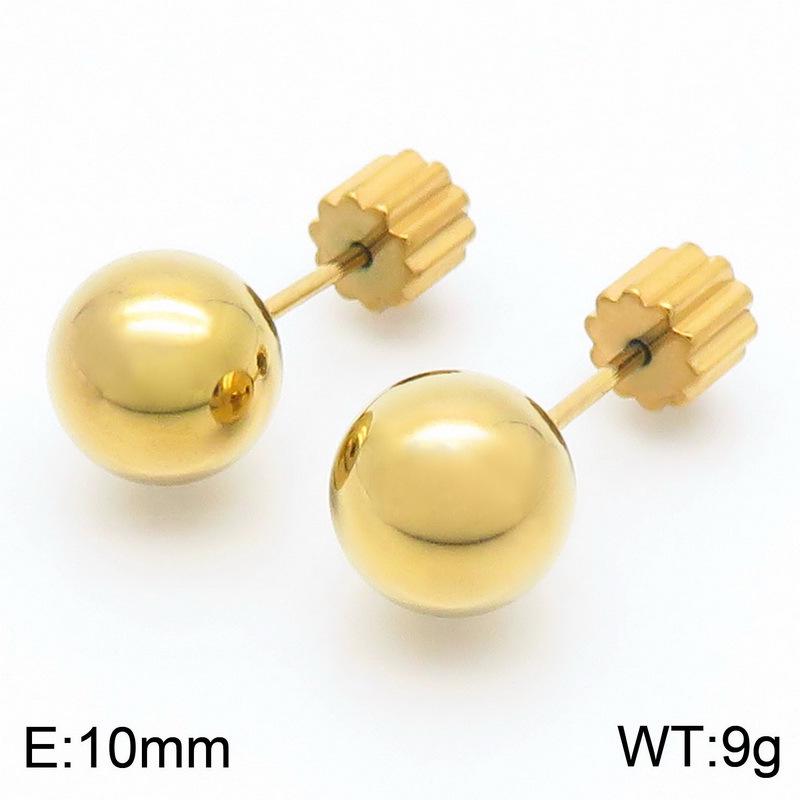 European & American Titanium Steel Round Bead Women's Stud Earrings - Simple Street Style Accessories