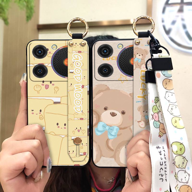 Silicone Wrist Strap Phone Case For ZTE Nubia Music Lanyard Durable Wristband Soft Case Ring Anti-knock Cartoon Cute