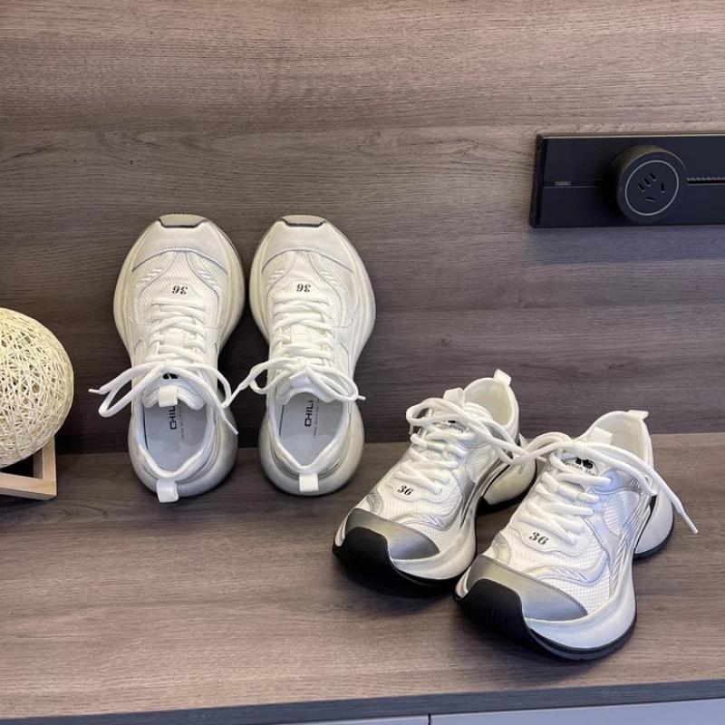 2024 New Mesh Women's Dad Shoes Thick Sole Heightening Small Breathable Soft Sole Sports Casual Shoes