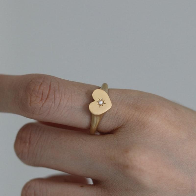 eveningbell [silver925] birthstone Love crest ring (matte/2 colors)