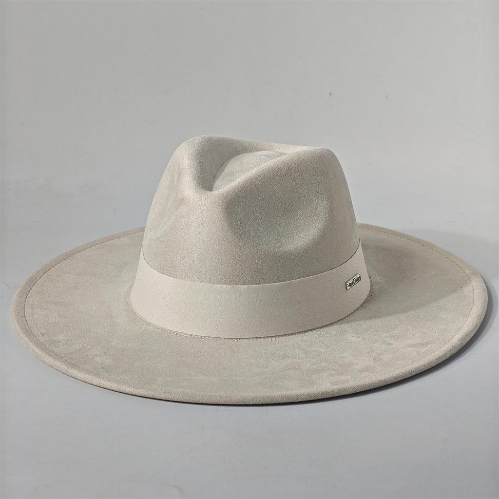 New Big Wide Brim Fedora Hats For Women Men Western Suede Hat Large Felt Panama Hat Rancher Hat Chapeau Femme Luxe