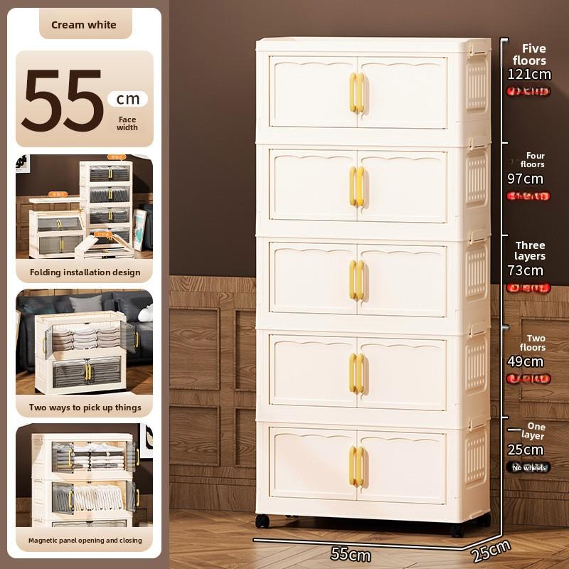 Flip Storage Box Storage Cabinet Foldable Plastic Wardrobe Cross-border Clothes Organizing Box Home Bedroom Locker