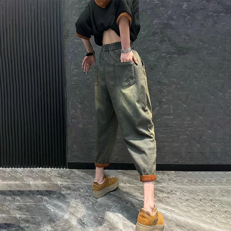 Jeans Set Women Denim Pants Two Piece Set Loose Plus Size Casual Suit Female Fashion Hooded Printed Jeans Sets