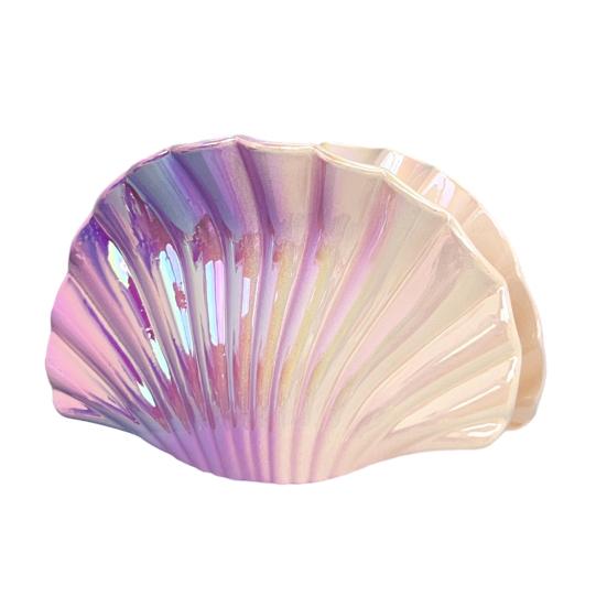 Hair Clip Gradient Color Hollow Design Shell Shape Hair Claw Plastic Resin Material Strong Grip Back Head Hair Claw