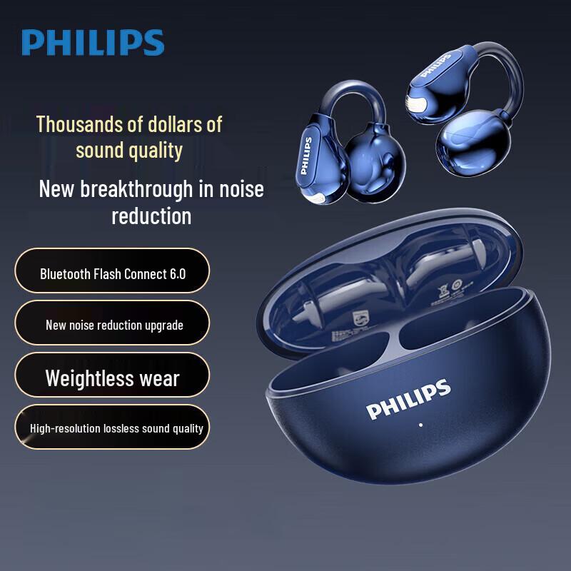 Philips TAQ3020 Ear-Clip Bone Conduction Bluetooth Headphones