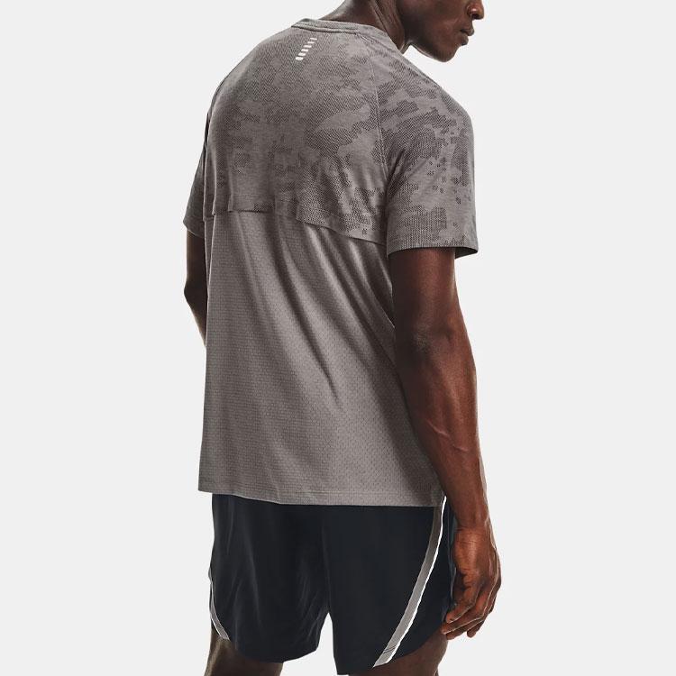 Under Armour Casual Breathable Running Round Neck Short Sleeve Raglan T-Shirt Men Tops Gray 1365676-066