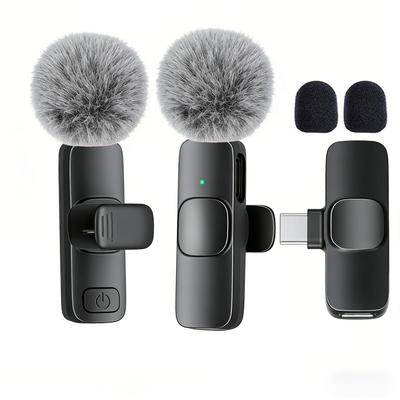 Professionelles drahtloses Ansteckmikrofon mit Typ-C-Anschluss für Smartphones, Computer, Tablets, Plug and Play