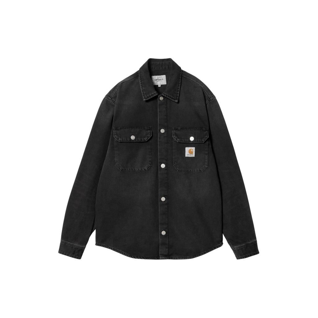 Carhartt WIP SS24 Harvey Shirt Jac Pointed Collar Button Long Sleeve Shirt Men shirts Black I033346-89-4L