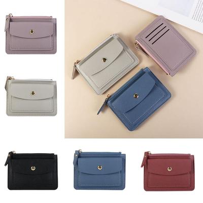 Multifunctional Leather Coin Purse Small Short Credit Card Holder Fashion Hasp Wallet  Girls