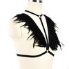 Feather Strappy Bra Cupless Shoulder Wrap Elastic Gothic Trendy Harness Lingerie