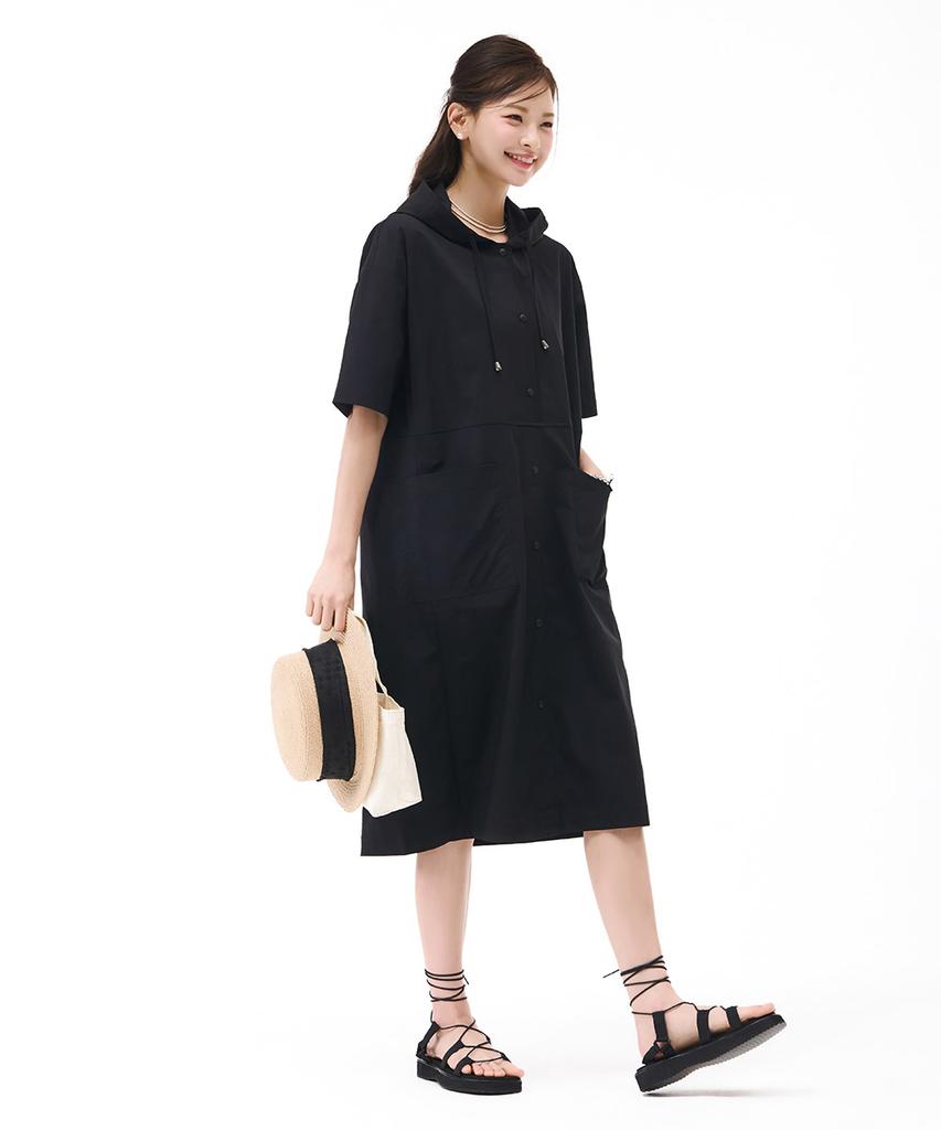 Chase Cult Women'S Lightweight Hooded Short Sleeve Dress - Black