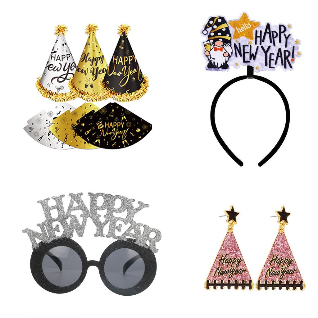 PESENAR New Years Eve Party Supplies 2025 Happy New Year Decorations Top Hats Headband