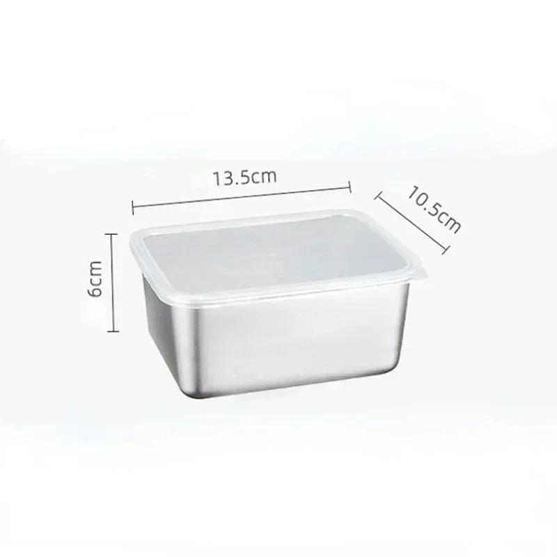 

1 Pcs Food Grade Stainless Steel Refrigerator Storage Box Crisper Container Ingredients Box Food Freezing Sealed Fresh Boxes