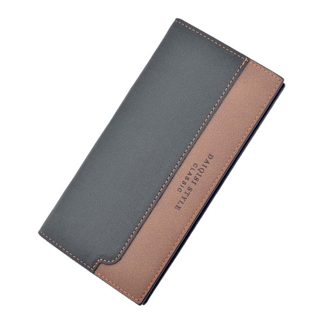 PVC Men Business Wallet Anti-lost Contrast Color PU Purse Clutch Bag Long Suit Wallet  Daily