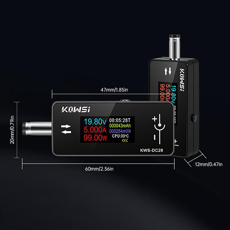 Kws-Dc28 0.96 Inch Tft Hd Digital Display Dc 5.5*2.5 Interface Tester Voltage Ammeter Power Meter Multi In One Display