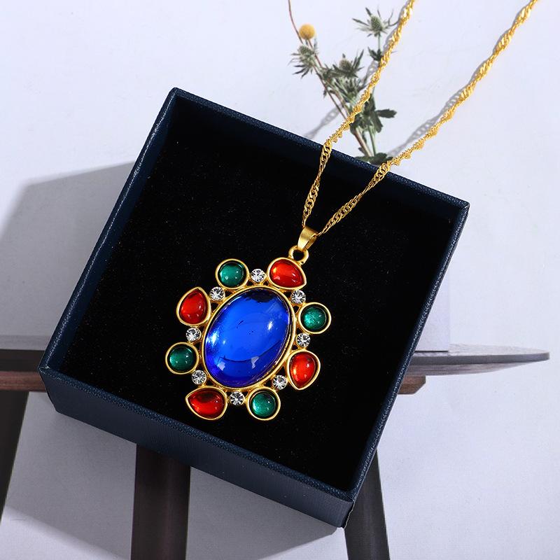 

Ожерелье с цветными бриллиантами, Высококлассная подвеска, Цепочка для свитера, Изысканное ожерелье разноцветный