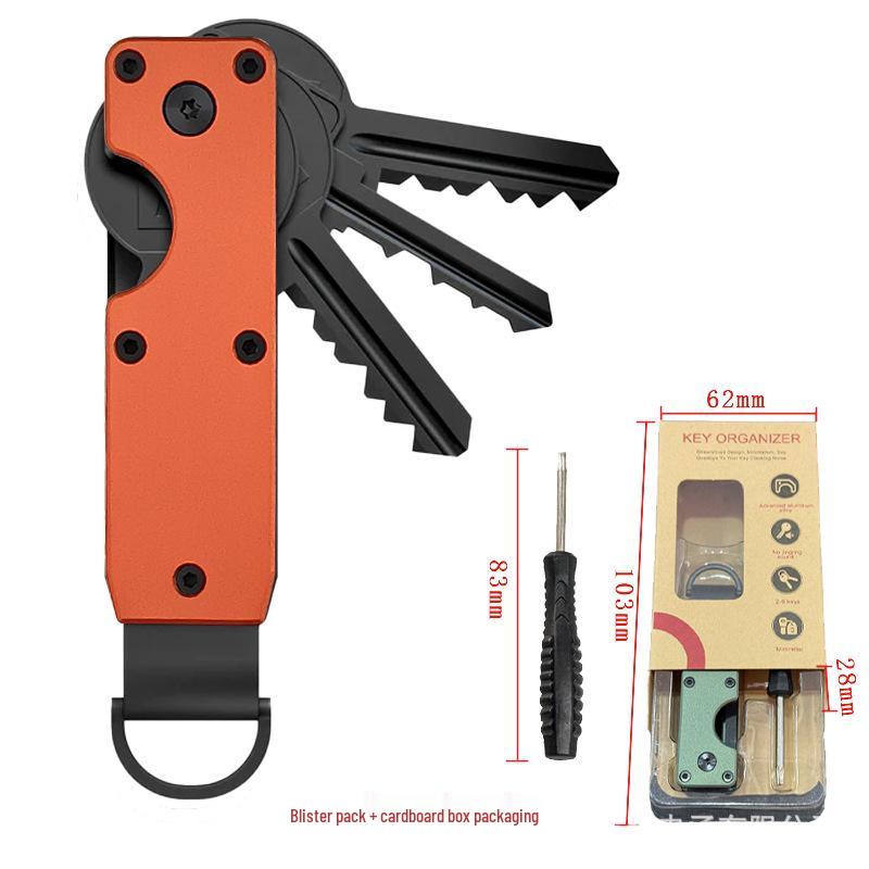 Aluminum Alloy Compact Keychain Organizer - Holds 2-6 Keys, Multifunctional and Portable