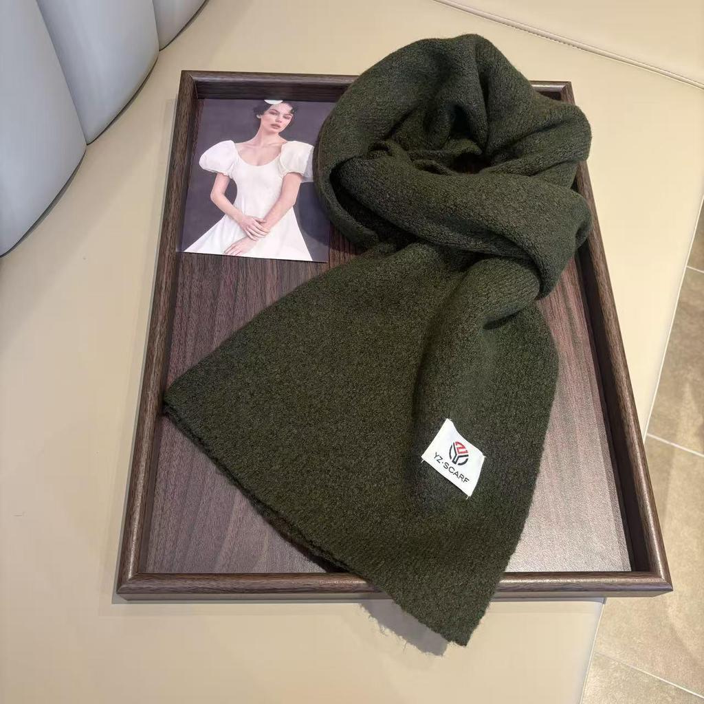 Sciarpa Lavorata a Maglia da Donna di Alta Gamma Monocolore Autunno/Inverno 2025 - Scaldacollo Versatile, Caldo, Ispirato al Natale per Studentesse