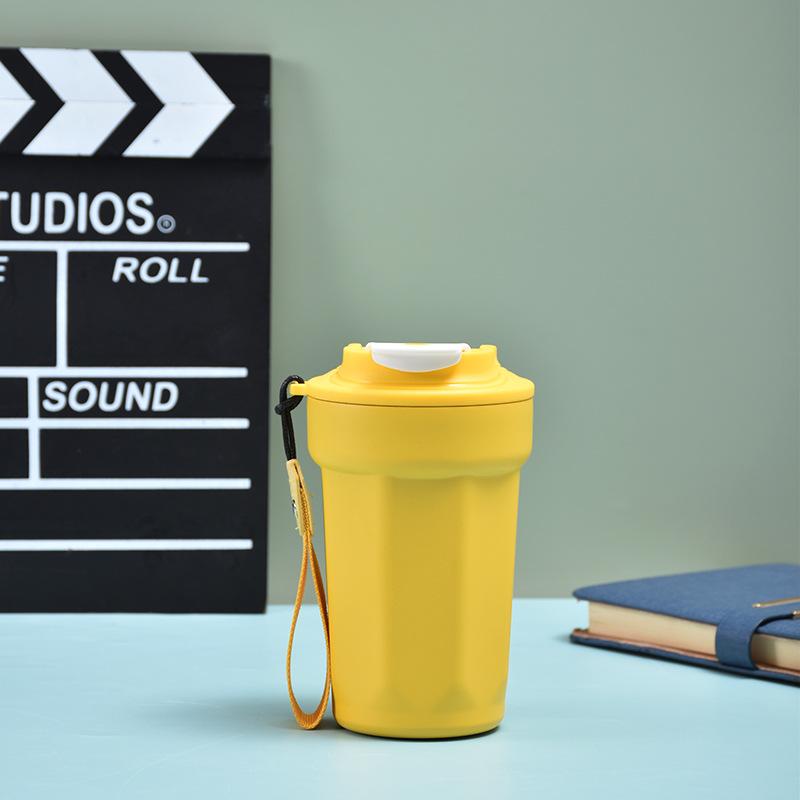 Neue Edelstahl Achteck Kaffeetasse Hohes Erscheinungsbild Mädchen Begleittasse Tragbare Auto Kaffee Thermosbecher