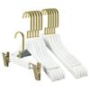 10PCS White Wooden/Plastic Clothes Hangers,Suit Hanger with Shoulder Notched for Kids Adult,Non-Slip Wardrobe Organizer Clothes