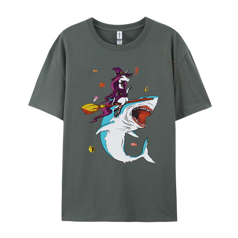 Funny Unicorn Riding Shark Halloween T Shirts Printed Tshirt Men Tee Shirt Anime Adult Man Top Shirts