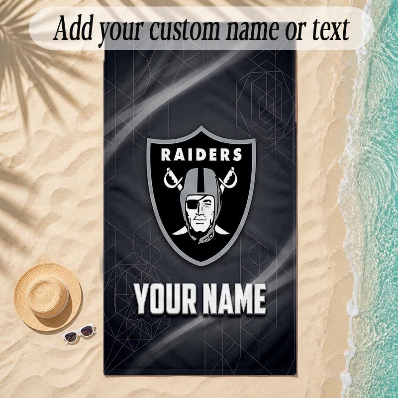 Beach TowelLas Vegas Raiders Custom Name Text Personalized Soft Towel for Beach Pool Indoor Home Decor Gift