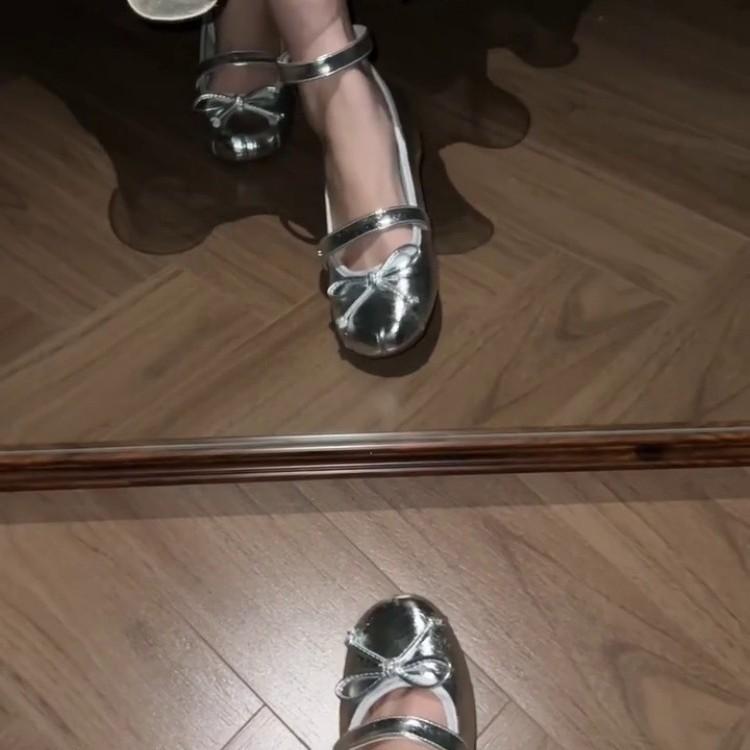 Sheepskin version~ Invisible inner height increase 5CM French Mary Jane shoes 2025 new small bow light mouth single shoes