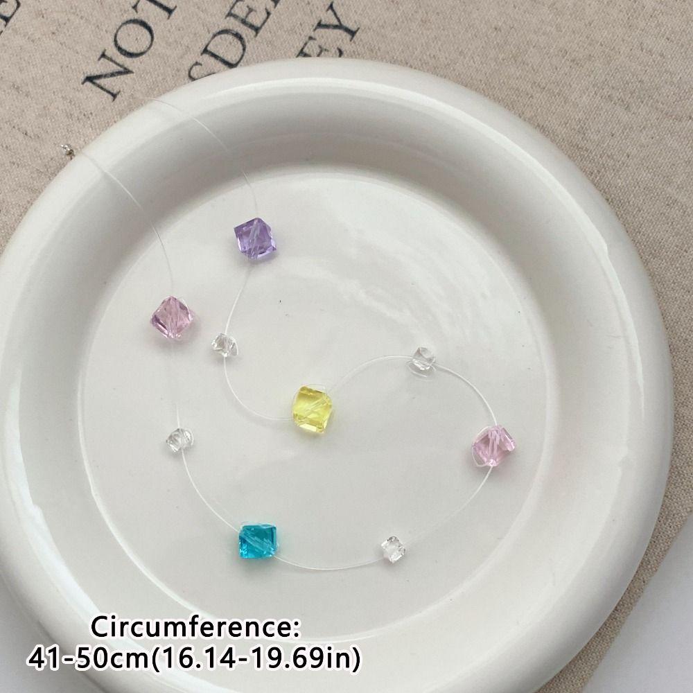 Invisible Fishline Necklace Dopamine Colorful Clavicle Chain Fashion Chain Choker  Summer