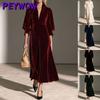 PEYWOW Abiti casual con scollo a V, maniche a 3/4, stampa tinta unita primavera estate moda donna