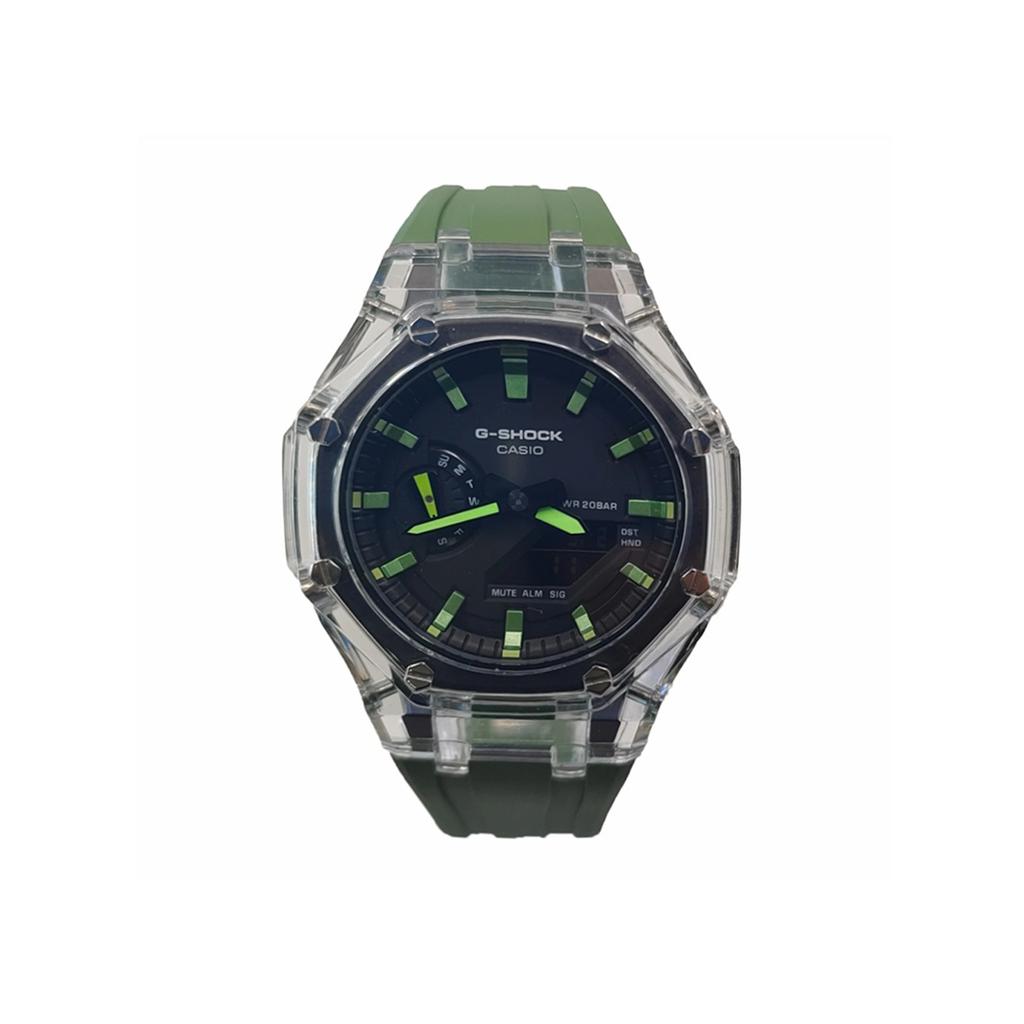 CASIO Men Liquid Crystal,Analog Dual Display Series Black Watch GA-2100-1A1(Watch3--)