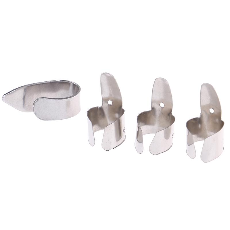 4Pcs Guitar Accessories Finger Picks Plectrums Metal Slide Tools