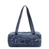 Denim shoulder bag, retro bag, embroidered tote bag, large capacity fashion bag, portable pillow bag.