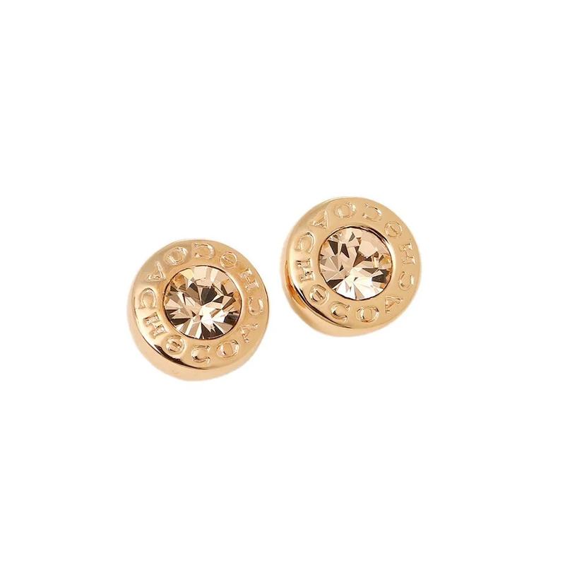 COACH Letter Logo Round Brass Stud Earrings Women s Style