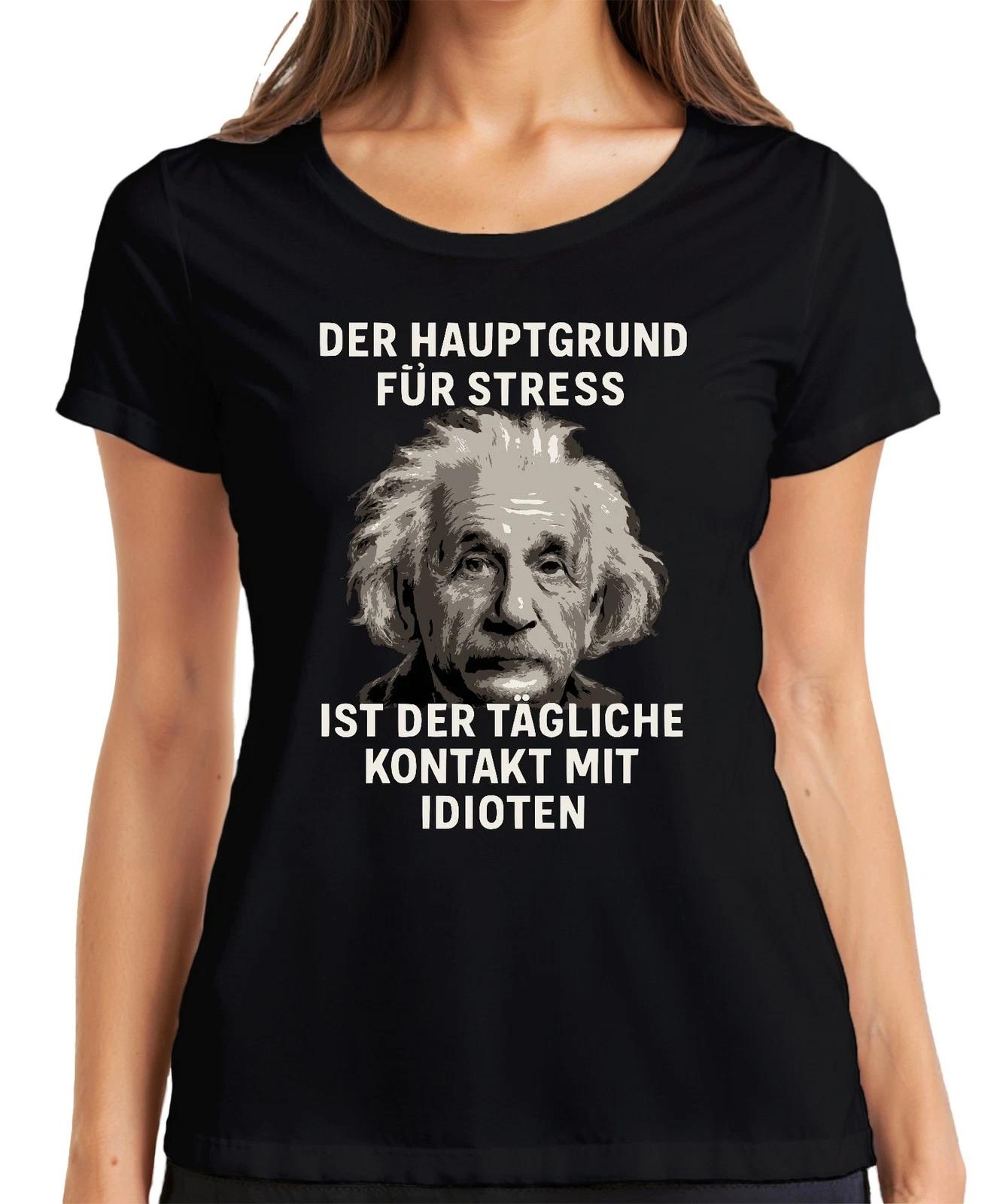 Stress durch täglichen Kontakt mit Idioten sarkastisch lustig Damen T-Shirt M