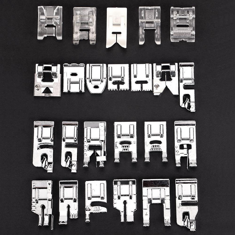 32pcs/set Various Sewing Machine Presser Foot Supplies, Silvery Sewing Machines Feet Kit, DIY Handicraft Sewing Accessories Set