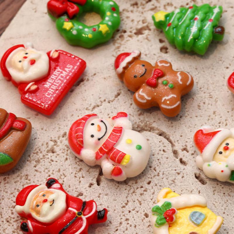 10/20/30/40/50Pcs Santa Claus Snowman Christmas Tree Decoration Children'S Toys For Gift Mixed Resin Christmas Fridge Magnets