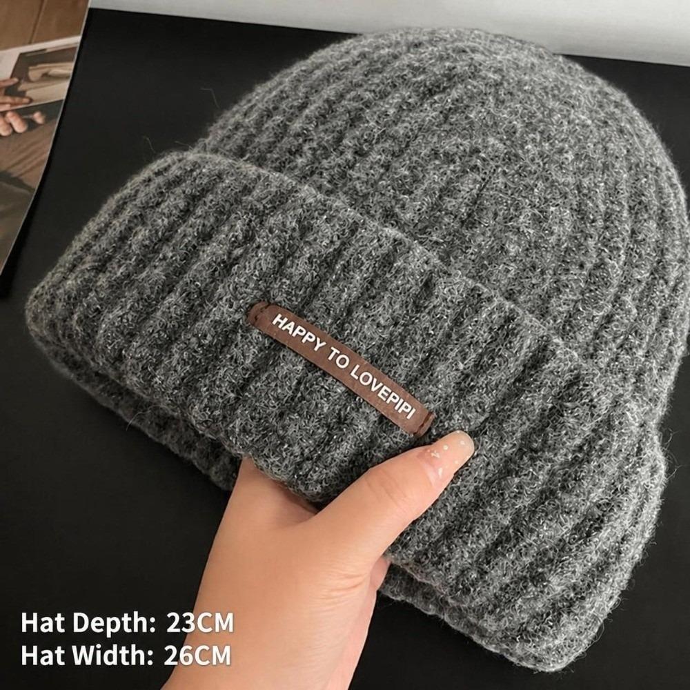 Thick Warm Knitted Beanie Hat Polyester Winter Beanie Hat Earflap Casual Beanie Hat  Cold Weather